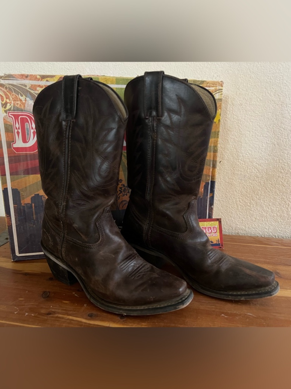 Durango Dark Brown Leather Western Cowboy Boots